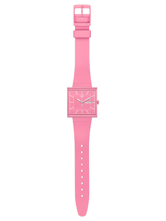 Swatch Swatch Damen Uhr mit Rosa Kautschukarmband