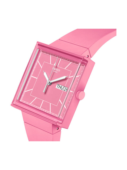 Swatch Swatch Damen Uhr mit Rosa Kautschukarmband