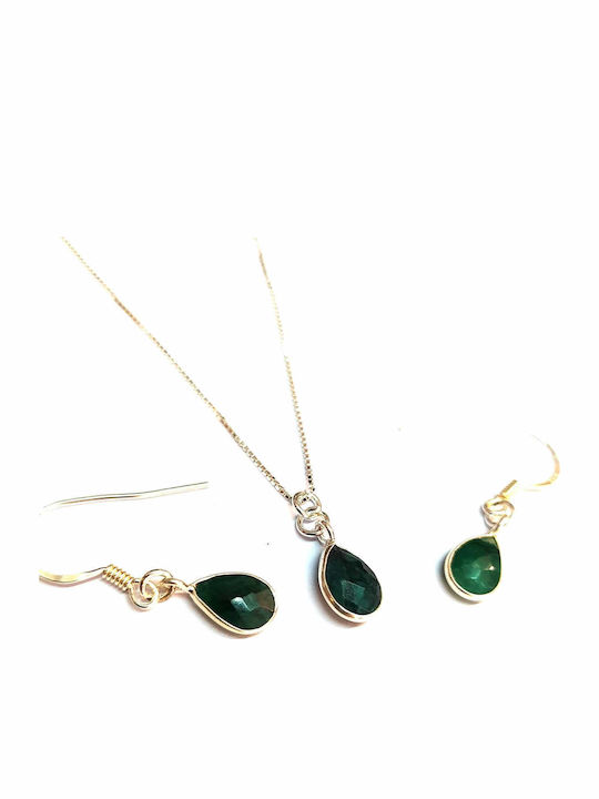 925 Silber Schmuckset mit Smaragdsteinen 925 Silber Schmuckset mit Smaragdsteinen