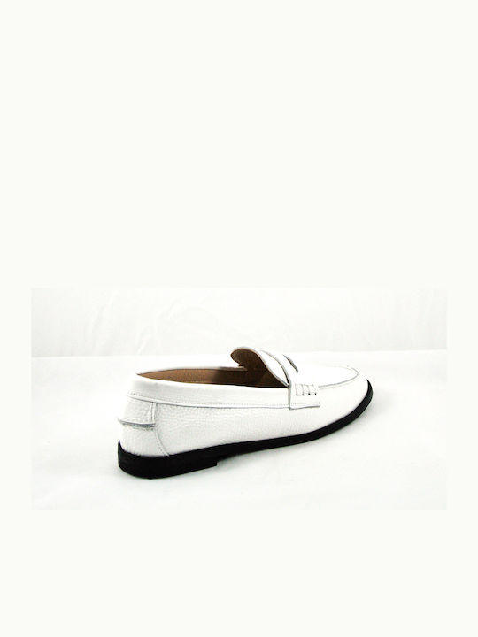 Leather Women's Moccasins in White Color