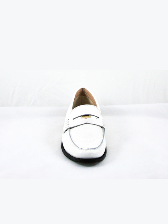 Leather Women's Moccasins in White Color