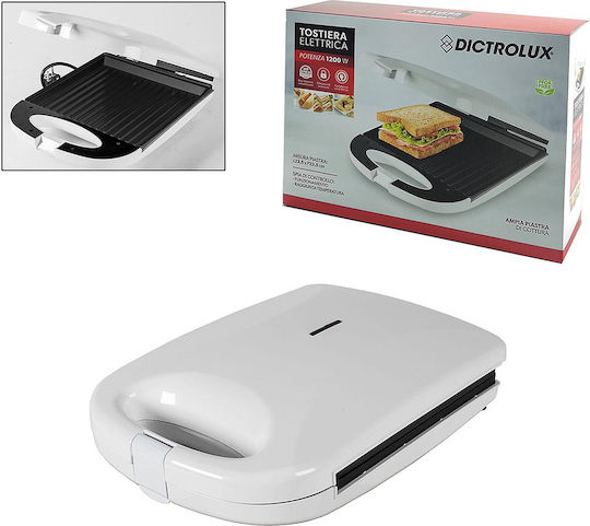 DictroLux Τοστιέρα για 2 Τοστ 1200W Λευκή