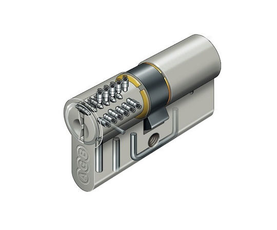 AGB Lock Cylinder Security Scudo 9000 85mm (35-50) with 5 Keys Silver