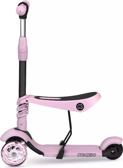 Ricokids Παιδικό Πατίνι Buggy Τρίτροχο με Κάθισμα Ροζ