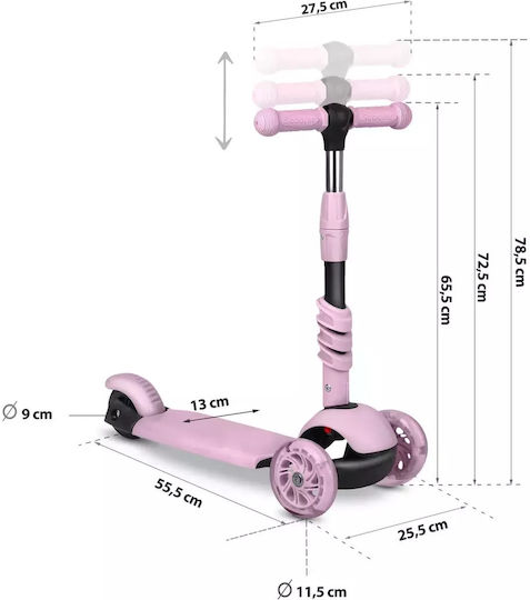 Ricokids Παιδικό Πατίνι Buggy Τρίτροχο με Κάθισμα Ροζ