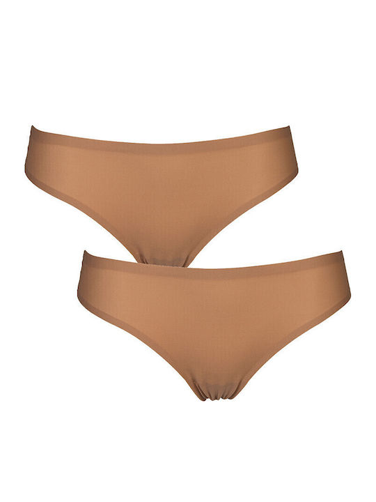 Γυναικεία String 2Pack χωρίς Ραφές Μπεζ