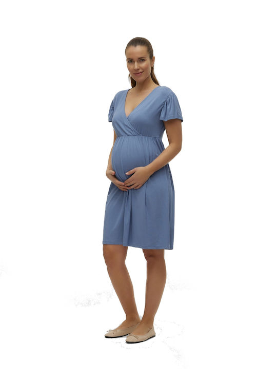 Mamalicious Maternity Mini Dress Light Blue