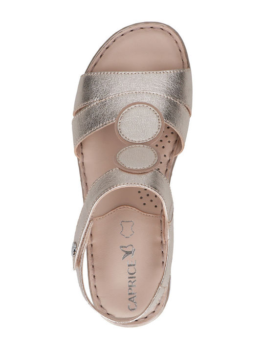 Leather Women's Flat Sandals Anatomic in Gold Color
