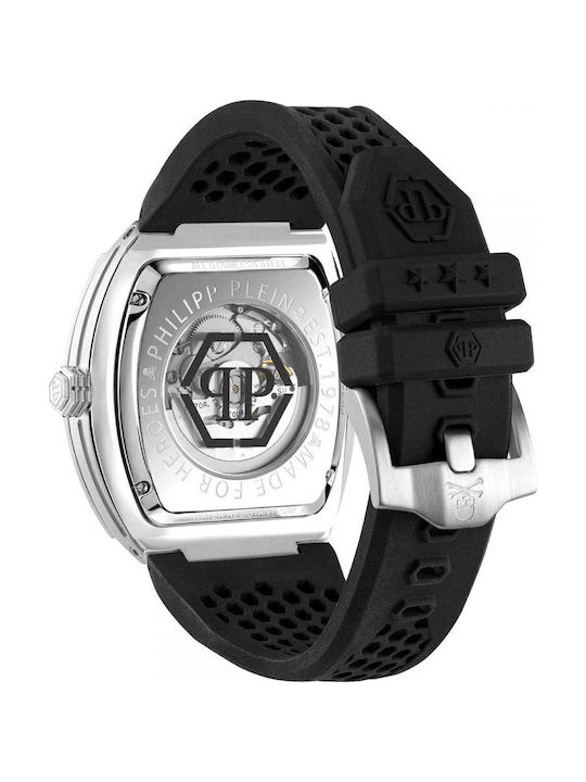 Philipp Plein The Skeleton Men's Watch 44mm Automatic With Black Black Rubber Strap