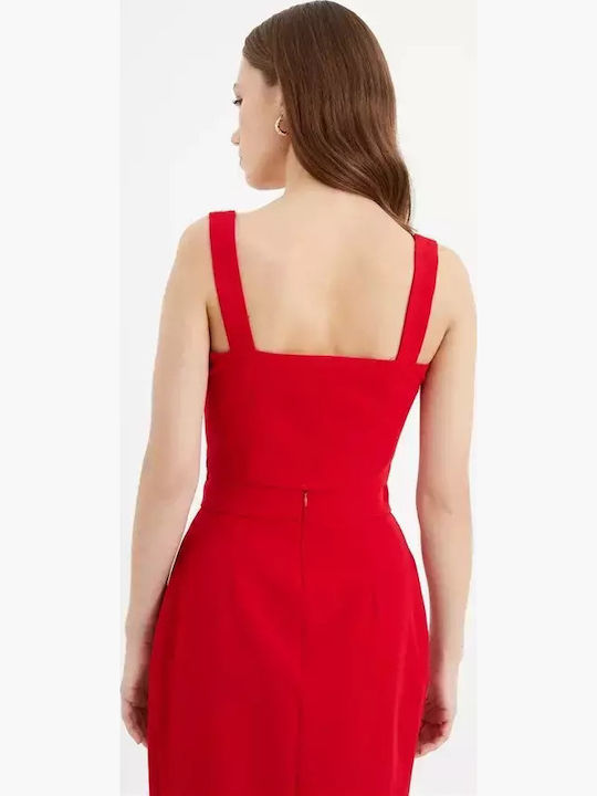 Γυναικείο Αθλητικό Crop Top με Τιράντες Κοκκινο