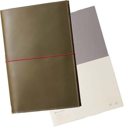 Paper Republic Carnet A5 cu Pagini Albe și Suport pentru Stilou Verde