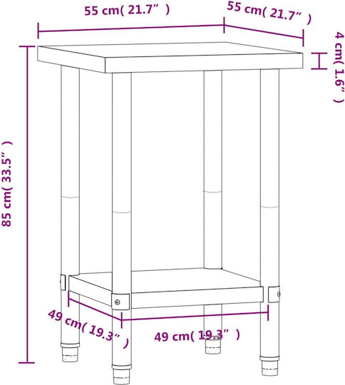 vidaXL Steel Workbench L55xD55xH85cm