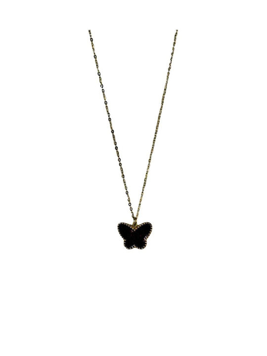 Roseo Necklace with design Butterfly from Gold Plated Steel