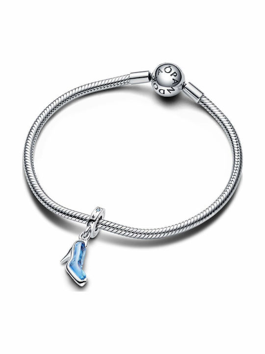 Pandora Disney Cinderella's Glass Slipper Dangle Charm with Stones from Silver with Light Blue Zircon