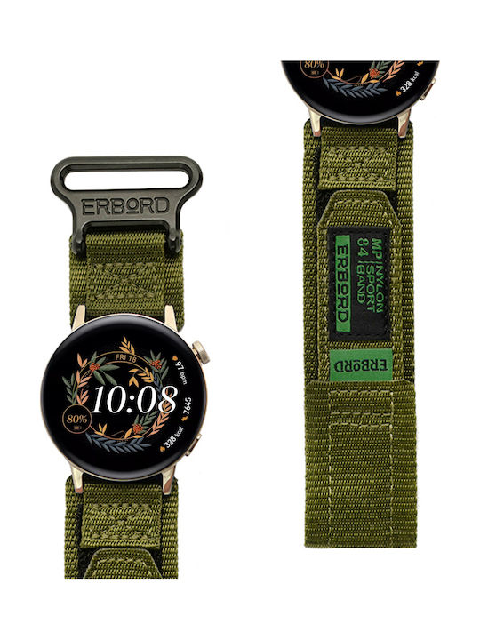 Erbord Armband Stoff Grün (Universal 20mm)