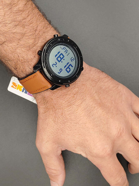 Skmei Ψηφιακό Ανδρικό Ρολόι 47mm Χρονογράφος Μπαταρίας με Μαύρο Καουτσούκ Λουράκι