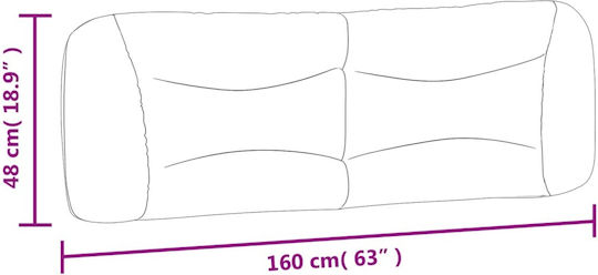 vidaXL LED Headboard Cushion in Black Faux Leather 170x48cm