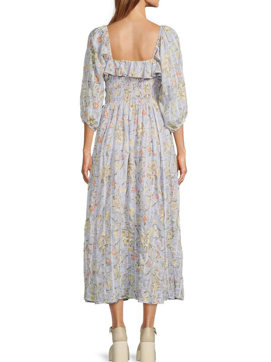 Free People Oasis Floral Printed Midi Dress OB1646140-PERI ICE Women's