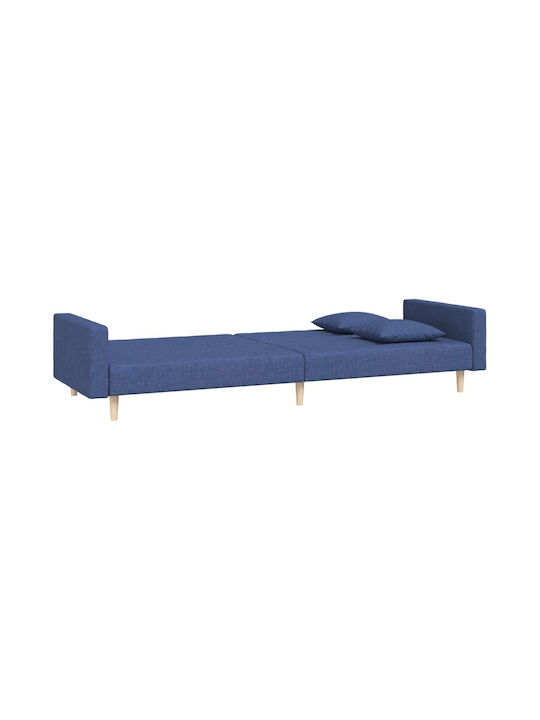 Doppelsitzer Sofa Bett Blau mit Dekokissen 220x84,5x69cm
