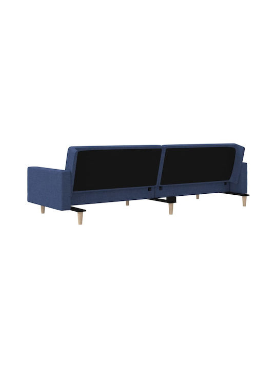 Doppelsitzer Sofa Bett Blau mit Dekokissen 220x84,5x69cm