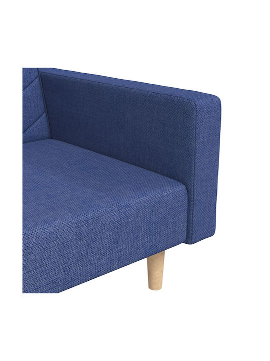 Doppelsitzer Sofa Bett Blau mit Dekokissen 220x84,5x69cm