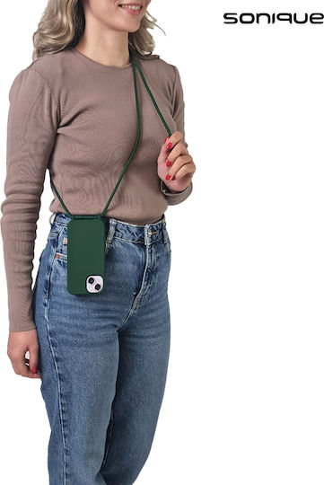 Sonique Back Cover Silicone 0.5mm with Strap Green (Redmi Note 13 Pro+)