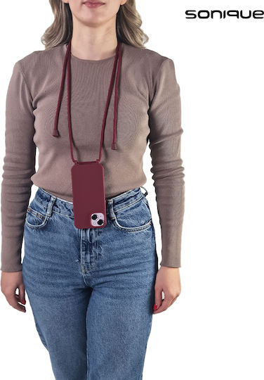 Sonique Back Cover Silicone 0.5mm with Strap Burgundy (Redmi Note 13 Pro+)