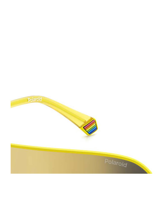 Polaroid Unisex Ochelari de soare cu Galben Cadru și Aur Polarized Oglindă Lentilă PLD6222/S 40G/LM