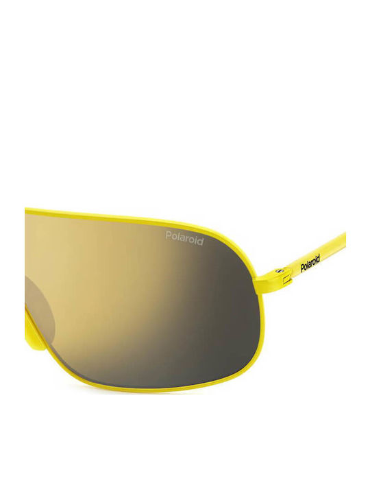 Polaroid Unisex Ochelari de soare cu Galben Cadru și Aur Polarized Oglindă Lentilă PLD6222/S 40G/LM