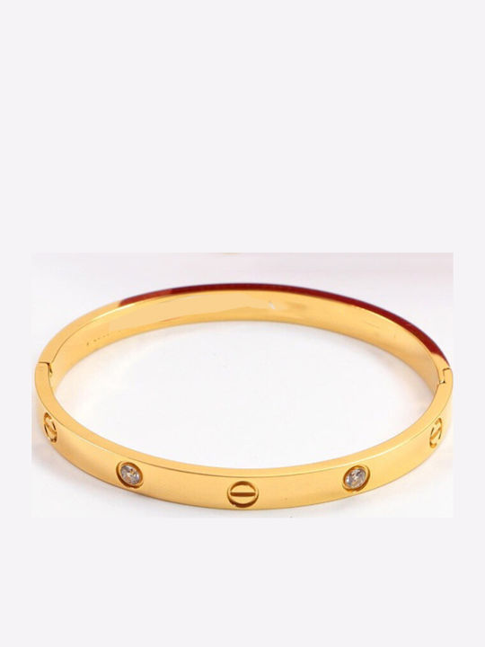 Bode Damen Armband Handschellen aus Stahl Vergoldet mit Zirkon