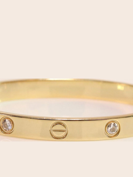 Bode Damen Armband Handschellen aus Stahl Vergoldet mit Zirkon