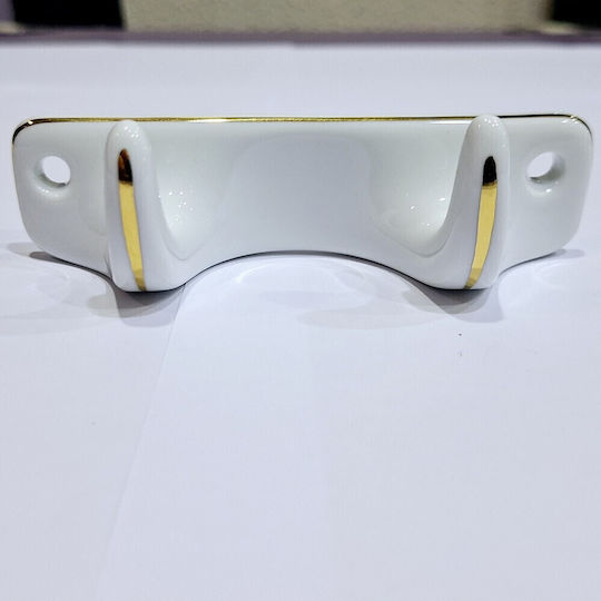 Polyresin Wall Hanger 2 Hooks White 12x3.8x3cm