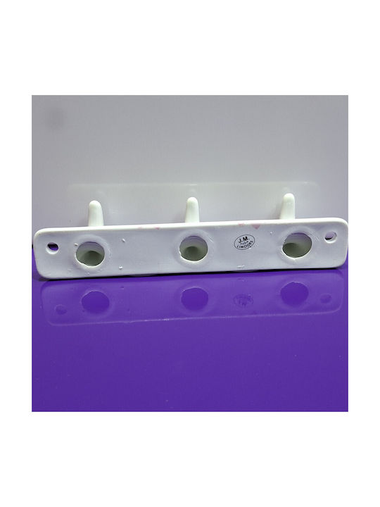 Wall Hanger Polyresin 3 Hooks White 18x3.8x3cm