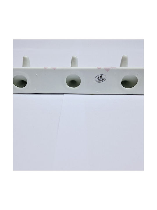Wall Hanger Polyresin 3 Hooks White 18x3.8x3cm