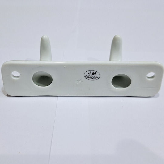 Polyresin Wall Hanger 2 Hooks White 12x3.8x3cm