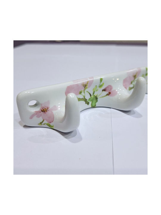 Wall Hanger Polyresin 3 Hooks White 18x3.8x3cm