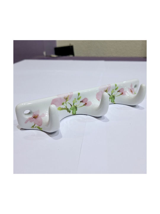 Wall Hanger Polyresin 3 Hooks White 18x3.8x3cm