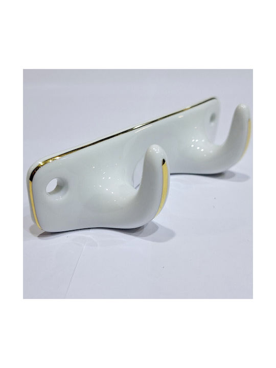 Wandhalterung Aus Polyresin 2 Haken Weiße 12x3.8x3cm