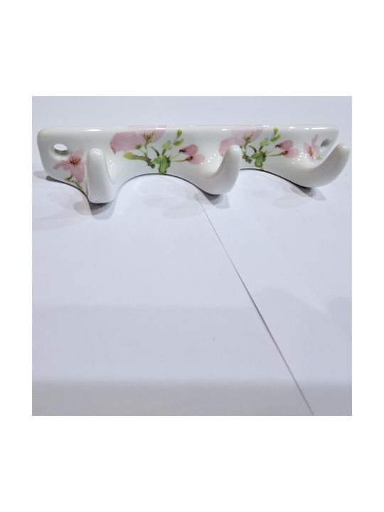 Wall Hanger Polyresin 3 Hooks White 18x3.8x3cm