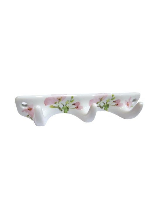 Wall Hanger Polyresin 3 Hooks White 18x3.8x3cm
