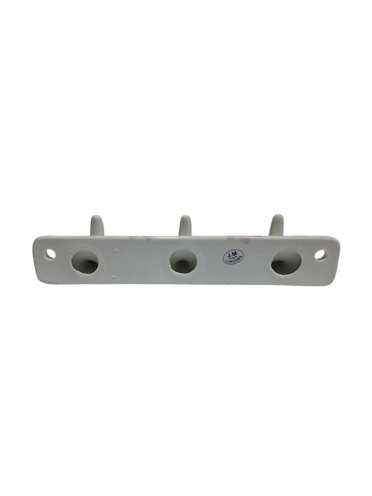 Wall Hanger Polyresin 3 Hooks White 18x3.8x3cm