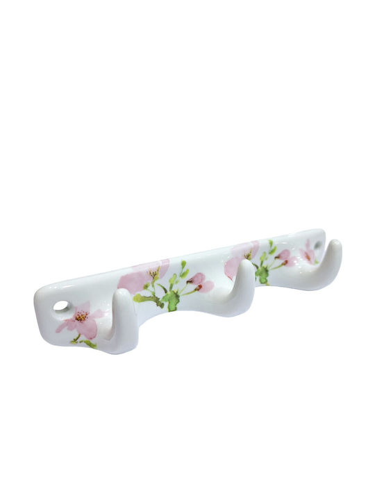 Wall Hanger Polyresin 3 Hooks White 18x3.8x3cm