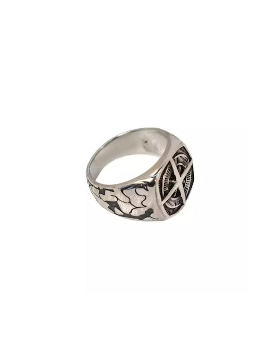 Ring with Compass Design - Stainless Steel