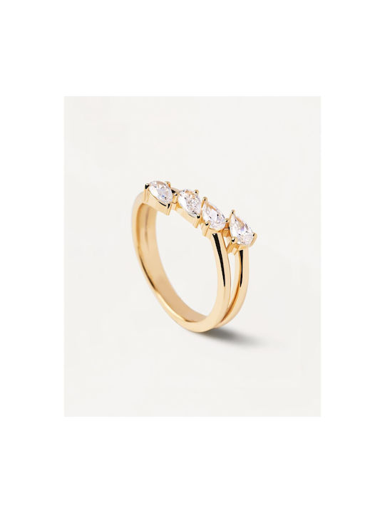 P D Paola Women's Gold Plated Silver Ring with Zircon