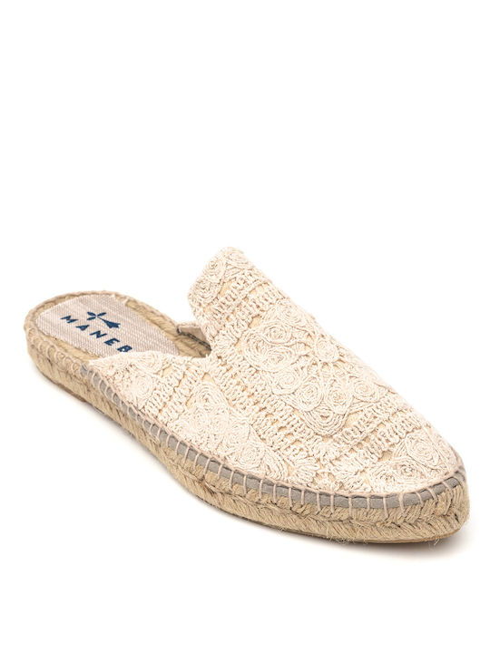 Manebi Mules mit Wohnung Absatz in Beige Farbe