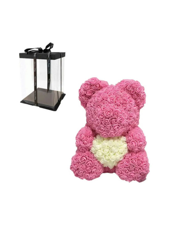 Teddybär aus Künstlichen Rosen Rosa 25cm in Box 1Stück