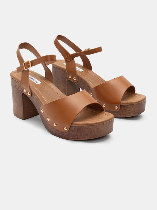 Luigi Platform Women's Sandals with Ankle Strap Brown