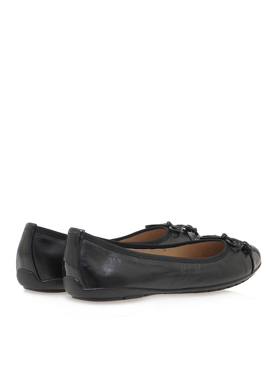 Leather Women's Ballerina Shoes Black