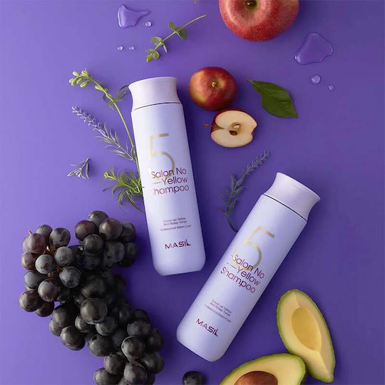 Masil 5 Salon No Yellow Shampoo Προβιοτικό Silver Σαμπουάν Για Εξουδετέρωση Των Κίτρινων Τόνων Χωρίς Θειικά Άλατα 300ml