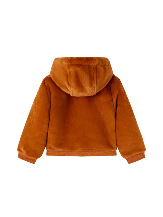 vidaXL Kids Fur Coat Short with Hood Κονιάκ